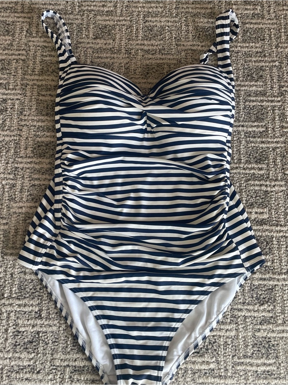 Bond-Eye Navy & White Striped  One-Piece Swimsuit Size D/DD
